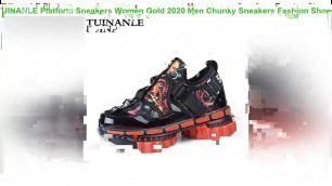 'TUINANLE Platform Sneakers Women Gold 2020 Men Chunky Sneakers Fashion Shoes Black Wedge Men Breath'