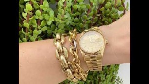 'Rolex President Layered with Bold Gold 1970’s Link Bracelet Fashion Trend 2020
