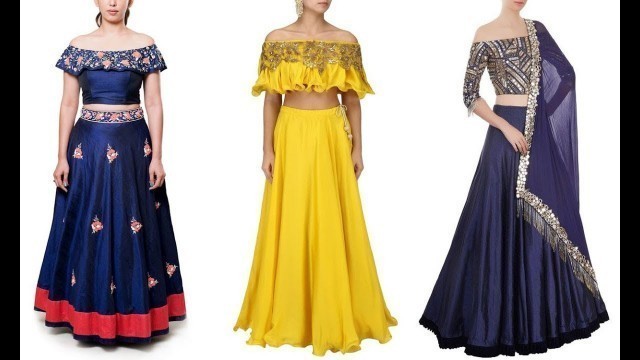 'Top 10 Latest Off Shoulder Fashion Blouse Designs With Lehenga'