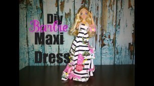 'Diy Barbie Maxi Dress Tutorial for Valentine\'s Day/Fashion Doll Clothes/Barbie Mystery Box Opening'
