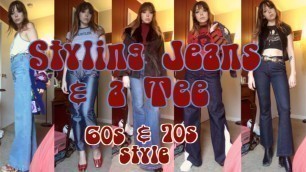 '10 Ways to Wear Jeans & Tee | 60s and 70s Style'