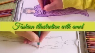 'FASHION ILLUSTRATION MODEL 1 : How TO Draw Traditional MOROCCAN/تعليم رسم وتصميم ازياء للزي المغربي'