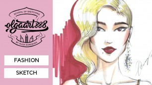'Fashion illustration course: how to draw fashion face, coloring/Part 2'