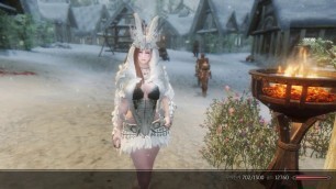 'skyrim clothes mod - Winter Snow Dress UUNP HDT [설란]'
