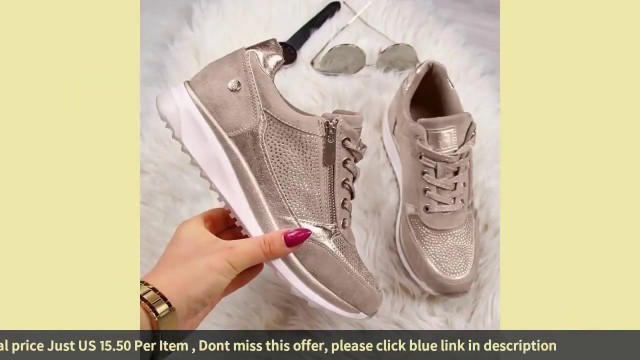 '✓Women Shoes Gold Sneakers Zipper Platform Trainers Women Shoes Casual'