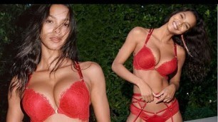 'Victoria\'s Secret model Lais Ribeiro wows in sizzling scarlet lingerie'