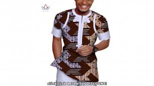 2pcs set Men Top Shirt and pant trousers set Bazin Riche African Men Clothes Cotton Print