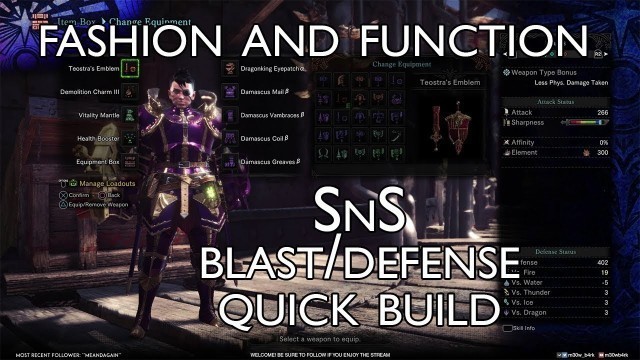'Fashion and Function - Blast/Defense Sword and Shield Quick Build - Monster Hunter World'