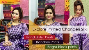 'Hand Batik Print - Bandhni Print - Bagru Block Print Chanderi Silk Sarees (28th November) - 28NV'