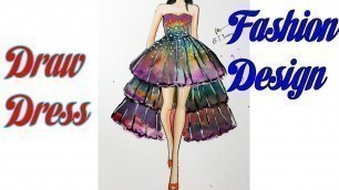 'Beautiful dresses drawing | How to Draw Evening Dress | Fashion Design model Dress #15'