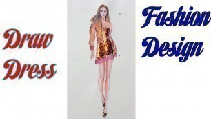 'How to Draw Evening Dress | Fashion Design model Dress #13'