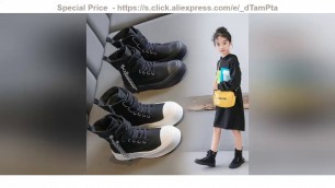 'Promo Girls Simple Boots New Fashion Wide Spring Autumn Boys Shoes Kids Pu Leather Breathable Zip C'
