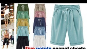 'Fashion Women Pirate Shorts Casual Elastic Waistband Loose With Pocket For Summer'