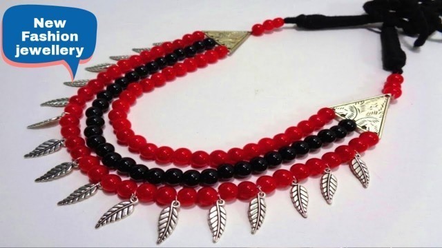 'How to Make 3 Layer Glass Beads German Silver Necklace - DIY Fashion Jewellery Making at Home'