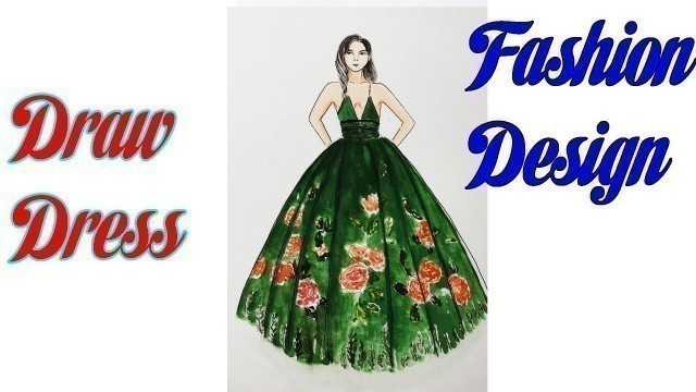 'How to Draw Evening Dress | Fashion Design model Dress #17'