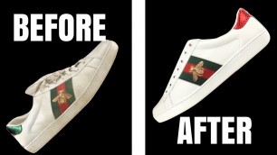 'How to Clean Gucci Ace White Leather Sneakers - HACKS for Cleaning Leather Sneakers | Josh Daley'