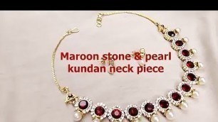 'Fashion jewelry making - Maroon stone and white kundan neck piece'