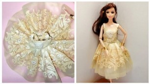'DIY Barbie Doll Dress Video - Barbie Fashion Clothes Tutorial for Girls| DIY for dolls| Barbie dress'