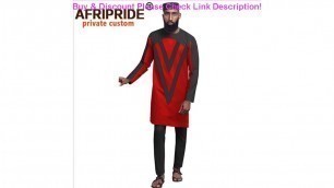 Deal African Traditional Clothing for Men Tracksuit Dashiki Coats Ankara Pants and Tribal Hat 3 Pie