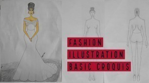 'How to sketch a fashion croquis(front view) |Step by step|Fashion illustration'