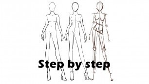 'Fashion Illustration : how to draw a croquis for fashion designing step by step (PART1)'