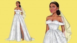 'Fashion Illustration: Drawing a wedding dress (croquis on Description)'
