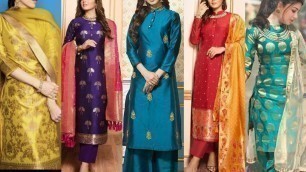 'Top Trendy PAKISTANI and INDIAN Banarasi brocade suit and fabric fashion with colour combinations'