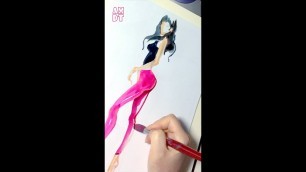 'Quick Drawing_01 #Shorts 3 min. Fashion Croquis_마카 스케치와 수채화 드로잉'