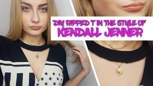 'How to Create a DIY Ripped T-Shirt in the style of Kendall Jenner'