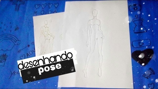 'Como fazer pose de croqui de moda/cómo dibujar croquis de moda /  how to draw fashion sketch'