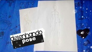 'Como fazer pose de croqui de moda/cómo dibujar croquis de moda /  how to draw fashion sketch'