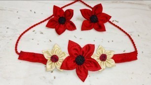 'Fabric flower jewellery/ How to make fabric flower choker/ Cloth jewellery making'