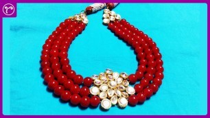 'How to Make Party Wear  Designer Bridal Kundan Necklace Making|Handmade Jewellery|Rubeads Jewelry'
