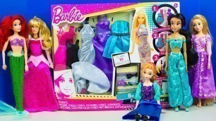 'Barbie Doll Fashion Designer Disney Princess Dressup Party Frozen Ariel Aurora Jasmine Anna Rapunzel'