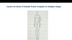 'how to draw fashion illustration /step by step /basic croquis in front pose/9heads'