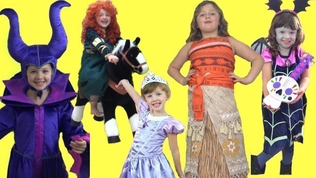 'Fun Family Three Ava Isla and Olivia Disney Princess KIDS Dress up COSTUME RUNWAY SHOW Frozen Moana'