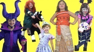 'Fun Family Three Ava Isla and Olivia Disney Princess KIDS Dress up COSTUME RUNWAY SHOW Frozen Moana'