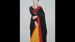 'Fashion illustration speed painting of a traditional Indian women in sari #shorts #shortsviral'
