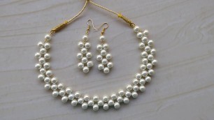 '60 | How to make Pearl Beaded Necklace | Diy jewellery making at home | DIY Pearl Necklace'