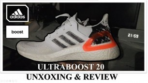 Adidas ULTRABOOST 20 shoes cloud white / core black / signal coral UNBOXING & REVIEW - ASMR