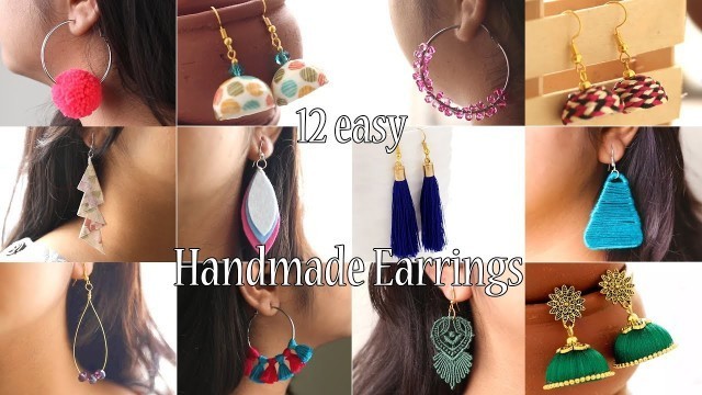'12 Easy DIY Earrings | Handmade Jewellery | Jewellry Making'