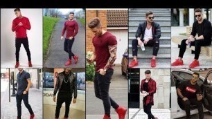 '40 Red sneakers outfit ideas for men|| casual outfits for men|| streetwear ideas for men|Red sneaker'