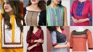 'Very latest & impresive fashion of neck designs with 2 color fabrics best color combination ideas'