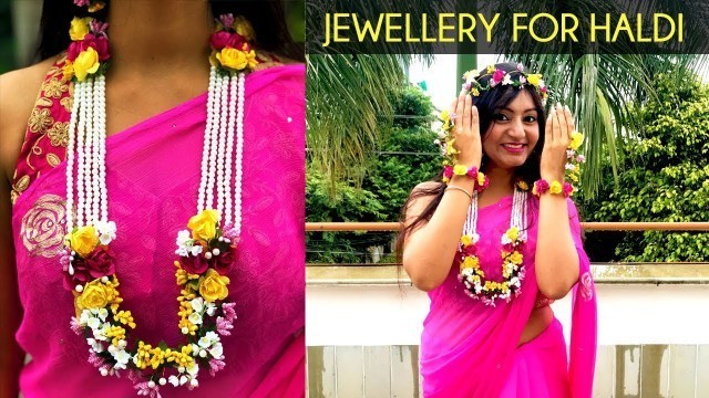 'How to Make Flower Jewellery for Haldi | DIY Wedding Jewellery | Haldi Jewellery'