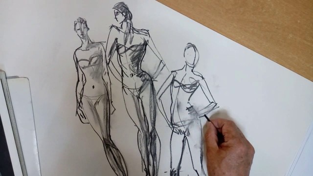 'How to Draw Fashion Fiqures : Croquis with Charcoa,l 4 Pose'