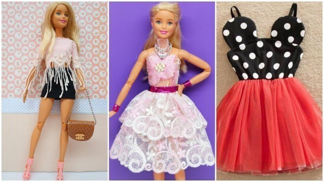'5 Easy and Beautiful DIY Barbie Doll Dresses | Gown for Barbie'