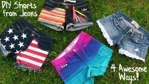 'DIY Clothes! 4 DIY Shorts Projects from Jeans! Easy'