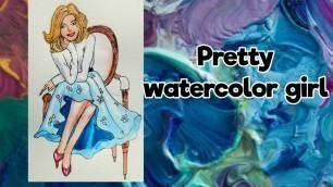 'How to make a beautiful watercolor girl || fashion illustration || girl painting'