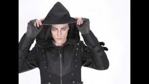 'Men\'s Goth Dovetail Long Jacket With Lace-Up Sleeves'