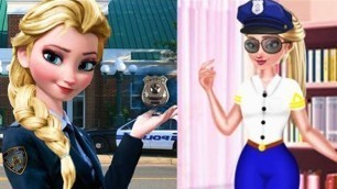 'Disney games Frozen Elsa Police Style. Frozen dress up game for girls. Elsa cartoon'